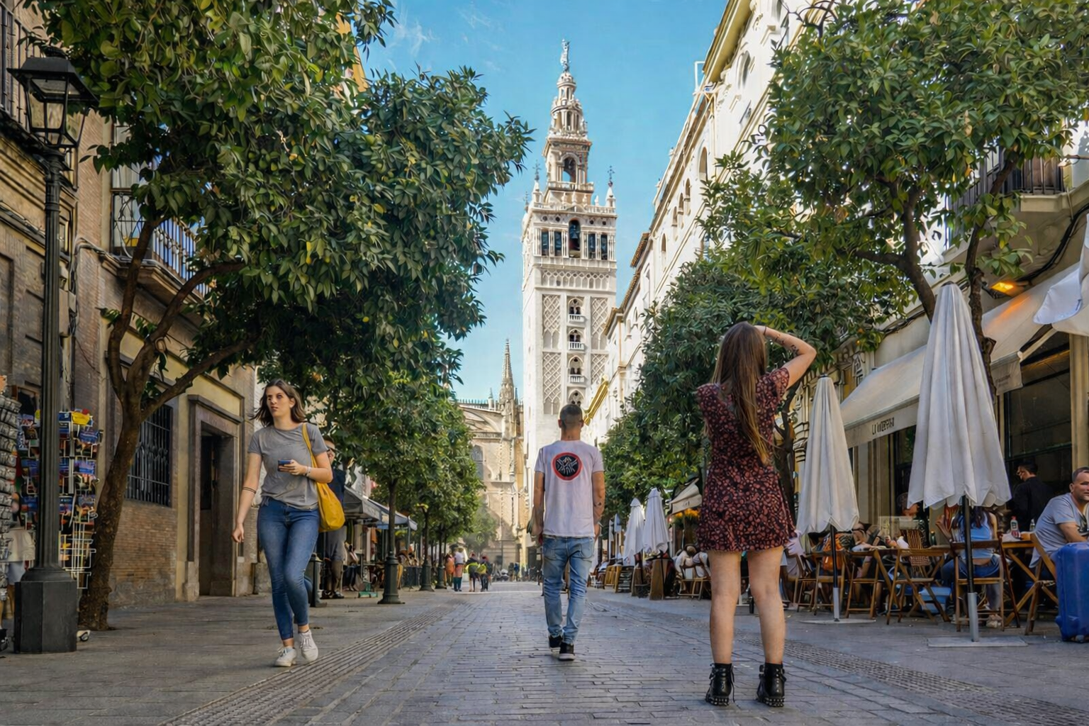 Calle sevillana con vista a la Giralda